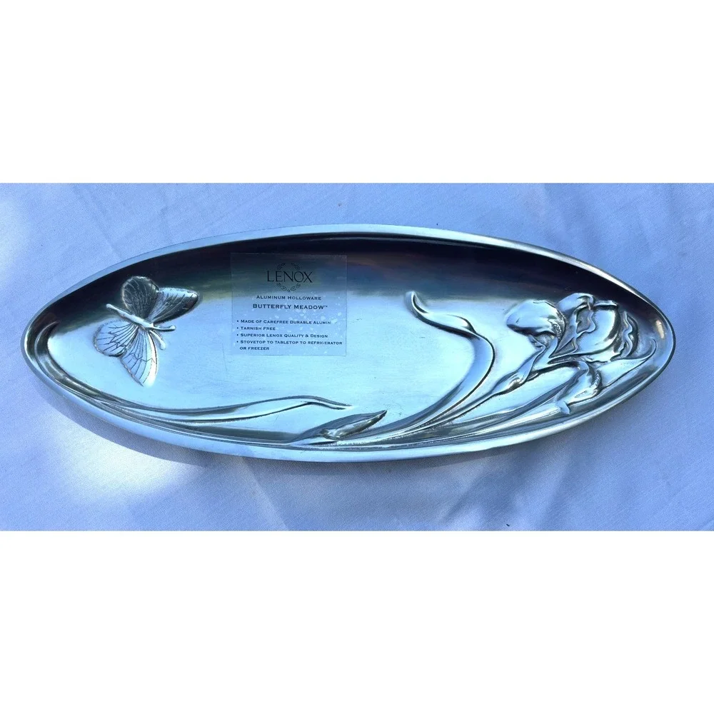 Lenox Aluminum‎ Holloware Butterfly Meadow Serving Bread Tray Platter Serveware
